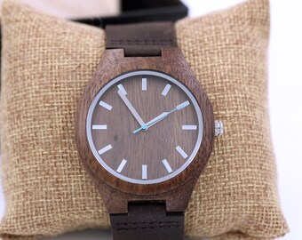 Gepersonaliseerde houten horloge, houten horloge voor mannen, cadeaus bruidsjonkers, Vaderdagcadeau, gegraveerd met persoonlijke tekst Jubileum, huwelijkscadeau