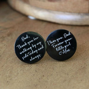 Father of the Bride Cufflink,Cufflinks,Personalized Cufflinks, Engraved Cufflinks, Round Custom Cuff link ,Gifts for Him,Wedding Gift
