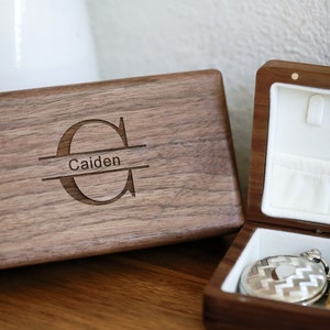 Portagioie in legno da viaggio, portagioie con incisione personalizzata, portagioie da viaggio personalizzato, organizer per gioielli, regalo per il 5° anniversario