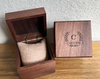 Caja de regalo de madera cuadrada y almohada, caja de madera para reloj (solo caja)