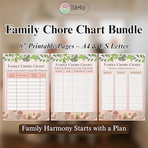 Family Chore Chart Printable Kids Chore Chart Template Weekly Cleaning Schedule Editable Home Organization Planner Reward Chart for Children