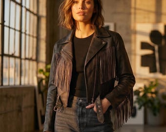 Lariat Leather Jacket Fringe 1970s - Etsy