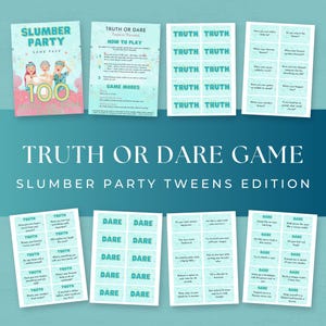 Jogo de Verdade ou Desafio para Pré-adolescentes, Cartões de Jogo para Festa do Pijama para Imprimir, Atividade para Pijamas de Pré-adolescentes, Jogo Divertido para Quebra-Gelo para Meninas - GBP003