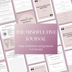 The Mindful Five - 5-Minute Daily Mindfulness & Gratitude Journal, Self-Growth and Reflection Workbook, PDF Format, Blush Pink - GPB001