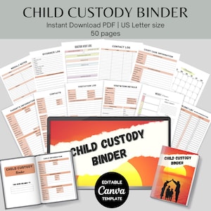 Planilha de Guarda dos Filhos para Imprimir | Calendário de Coparentalidade, Controle de Pensão Alimentícia, Cronograma de Convivência Parental para Pais Divorciados, Planejador de Guarda Compartilhada (PDF)