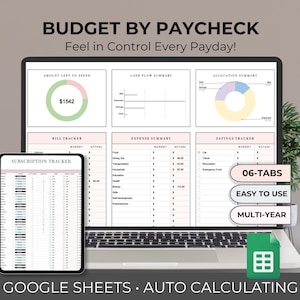 Budget per salaris Google Spreadsheets | Tweewekelijkse budgetplanner Spreadsheet Budget per salarisplanner Maandelijkse financiële tracker Digitale download