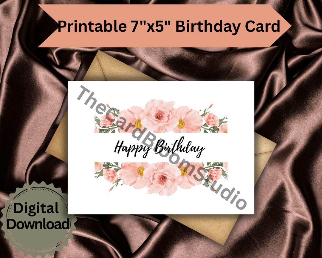 Floral Birthday Card | Watercolor Flowers, Print-at-home Digital ...