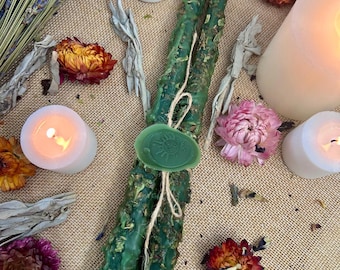 Juego de velas rituales para el dinero (2 velas) para la abundancia, vela de intención de albahaca y menta, manifestación de riqueza