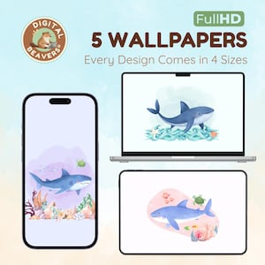 Whimsical Wallpaper Shark 4K Bundle - IPad Wallpaper, Desktop Wallpaper, and iPhone Wallpaper