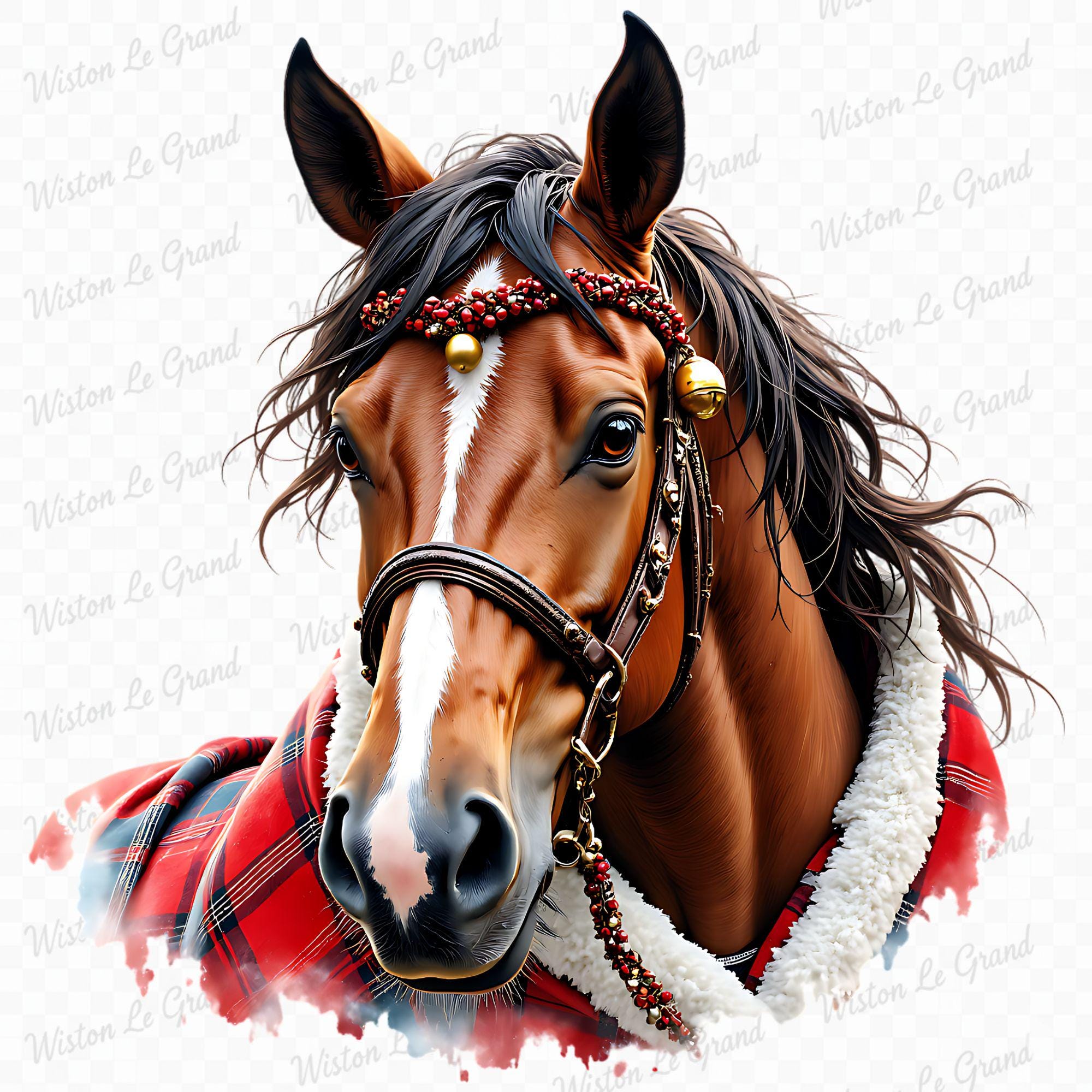 Christmas Horse PNG Clipart Set – Watercolor Horses, Festive Equestrian ...