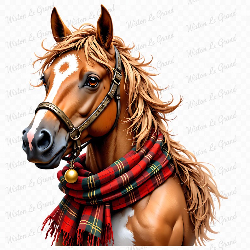 Christmas Horse PNG Clipart Set – Watercolor Horses, Festive Equestrian ...