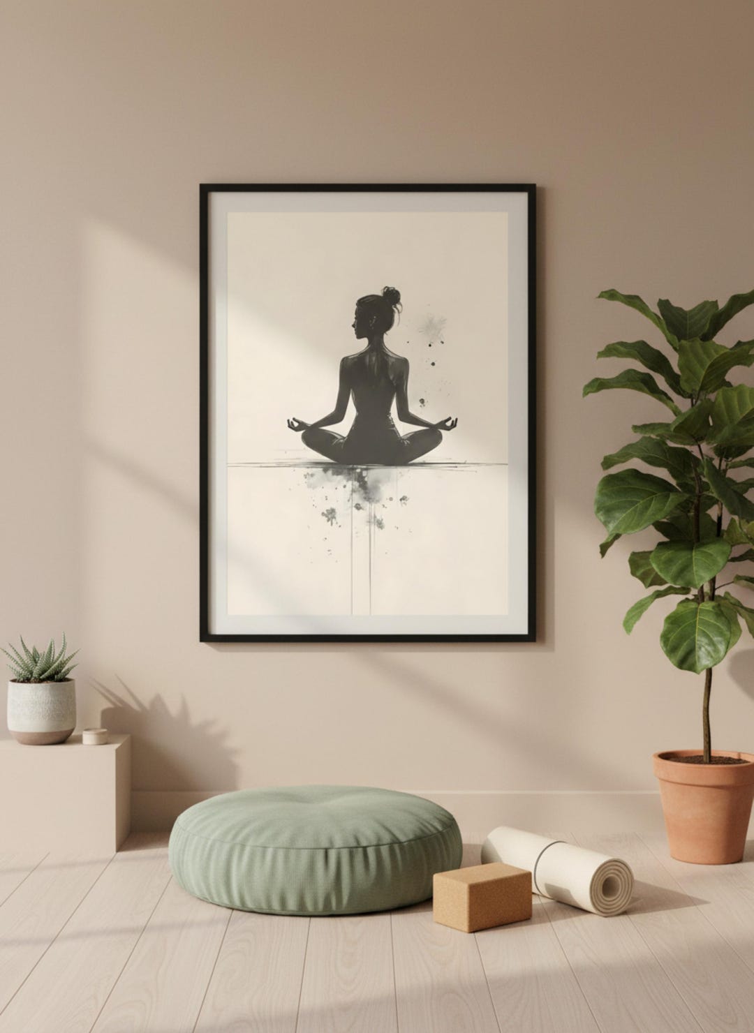 Yoga Meditation Wall Art Printable – Minimalist Profile Silhouette ...