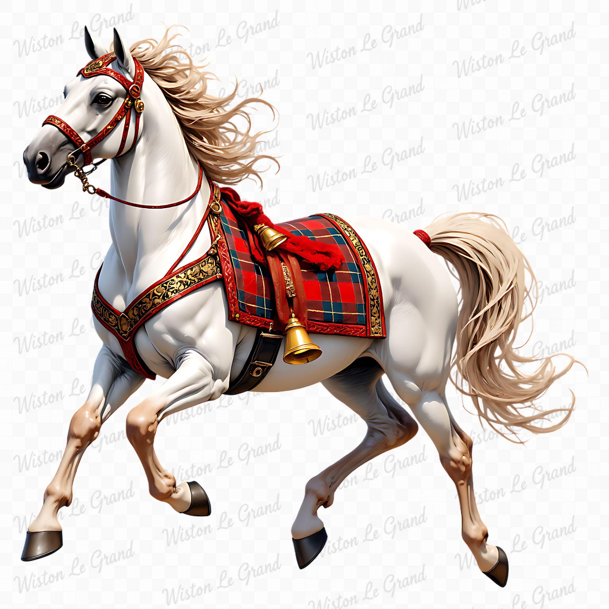 Christmas Horse PNG Clipart Set – Watercolor Horses, Festive Equestrian ...
