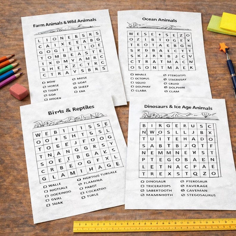 Animal Word Search for Kids + Coloring Pages | 150 Pages Printable ...