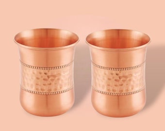 Pure Copper Glass Drinking Tumbler, 250ML Health Benefits (pack Of 2)