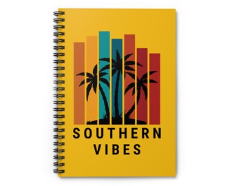 Colorful Southern Vibes Notebook - Tropical Palm Tree Design, Journal, Planner, Gift for Summer, Student Supplies, Vacation Memories