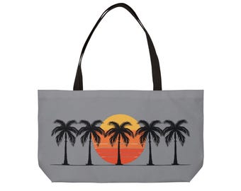 Tropical Sunset Weekender Tote Bag: Beach Travel Carryall