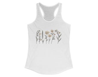 Floral Racerback Tank Top: Cotton-Blend Summer Gym Wear