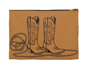 Cowboy Boots Accessory Pouch: Western Style Makeup & Travel Organizer