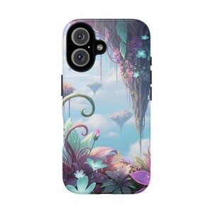 Pastel Floating Garden Tough Phone Case with Bright Flowers, Sky Fantasy Scene, Elegant Nature Protective Cover for Multiple Models