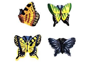 Vintage Butterfly Button Covers, Multi-Color Clothing Accessories, Sewing Additions, Set of 4