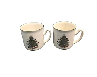 Cuthbertson Christmas Tree Coffee Mugs, Holiday Cups, Set of 2, Home Decor READ