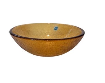 Vintage Imperial Amber Glass Bowl, Textured Weighted, Home Decor Display, Server