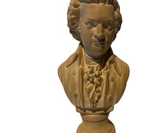 Vintage Mozart Bust Art Sculpture Statute Beige Classical Music Figure
