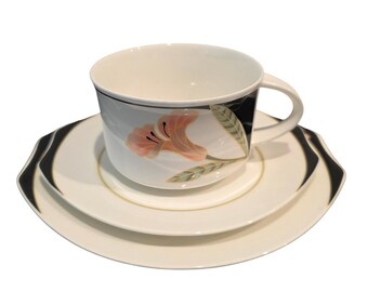 Villeroy & Boch Iris Vitro-Porcelain 3 Pc Tea Cup Set  Starter Plate Luxembourg