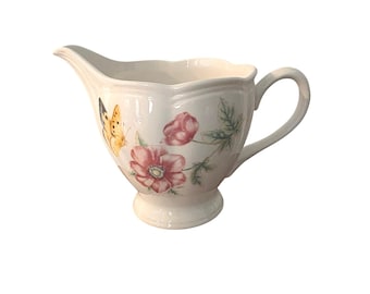 Lenox Butterfly Meadow Creamer Pitcher Louise Le Luyer Floral Porcelain 4.5in