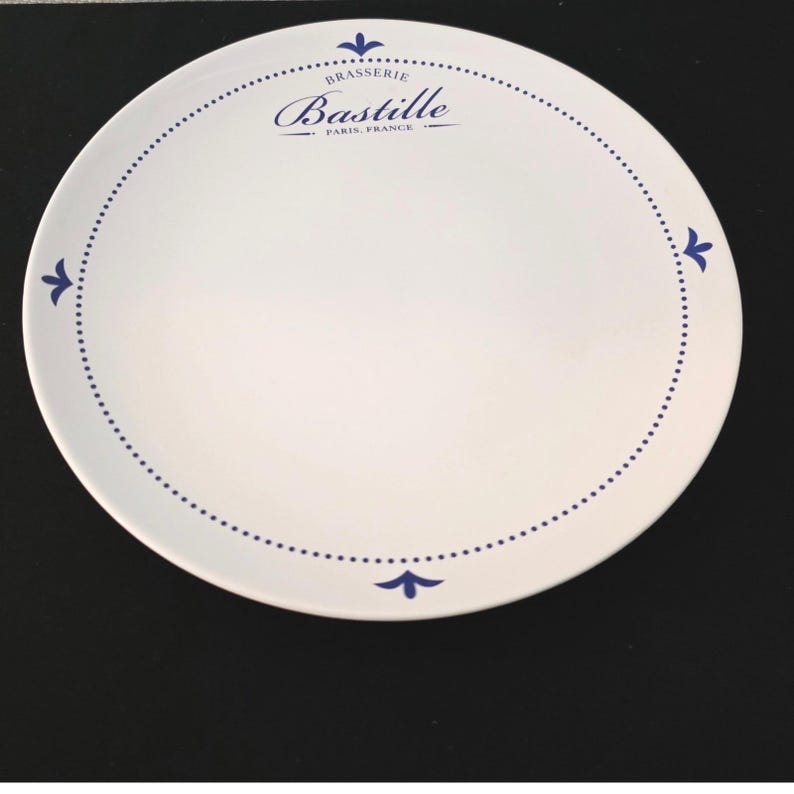 Sur La Table Brasserie Bastille Dinner Plate Paris France Blue White Stoneware Bild 2