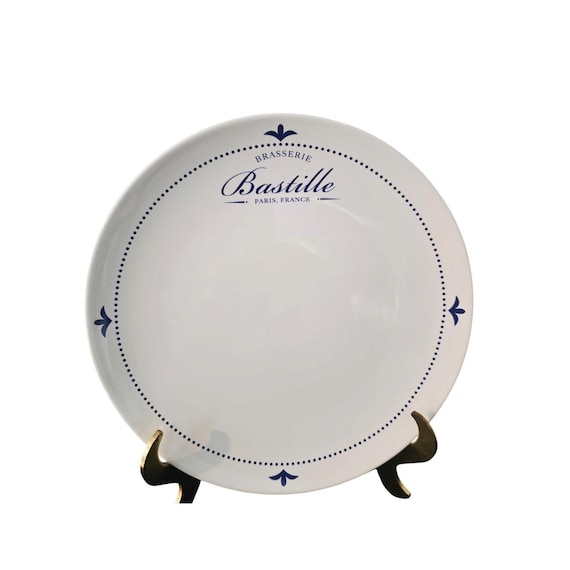 Sur La Table Brasserie Bastille Dinner Plate, Paris France Blue White Stoneware