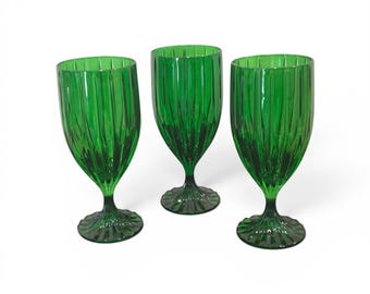Juego de 3 vasos Mikasa Park Lane color verde esmeralda para agua, té y mesa navideña (estilo vintage)