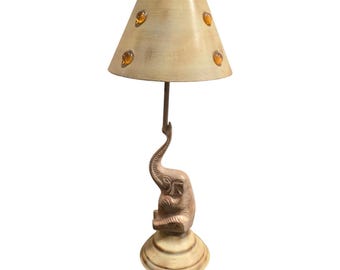 Elephant votive candle holder Lamp gemstone metal shade Boho