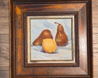 Original Still Life Fruit Oil Painting, Kitchen Wall Art, Signed Colorful Print