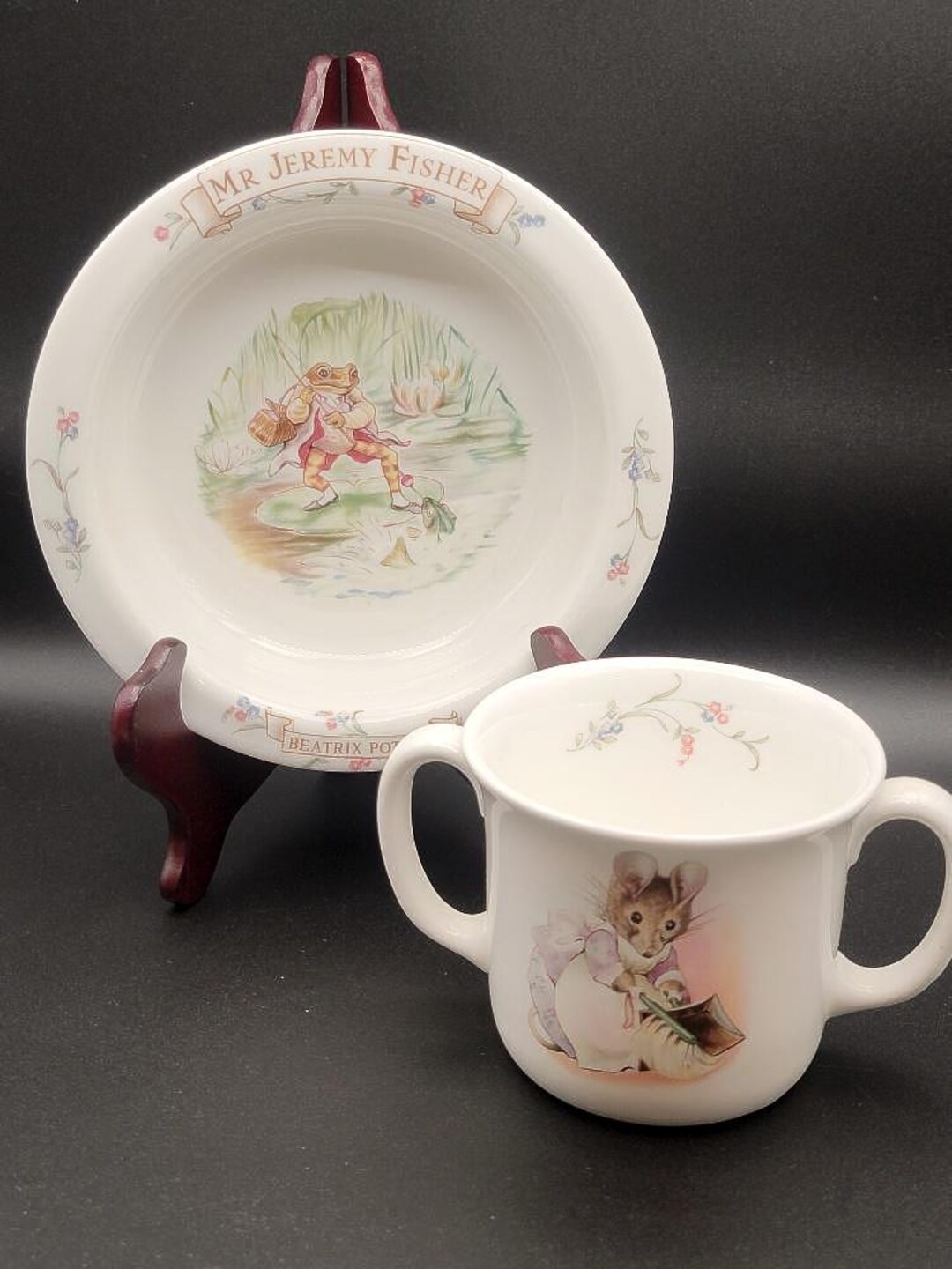 Hunca Men Set Royal Albert Beatrix Potter Child Cup and Saucer Set Jeremy Fisher ...