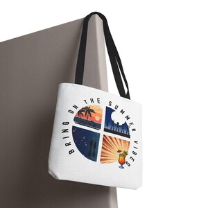 Summer Vibes Tote Bag | Eco-Friendly Beach Bag, Vacation Tote, Funny Summer Gift, Stylish Grocery Bag, Travel Essentials
