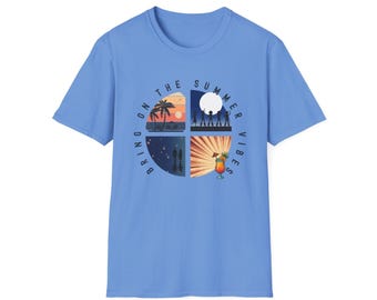 Summer Vibes, Summer T-shirt, Womens T-shirt, Cute Summer Shirt, Beach T-shirt, Gift,  Retro Beach T-shirt, Coastal Vacation Shirt
