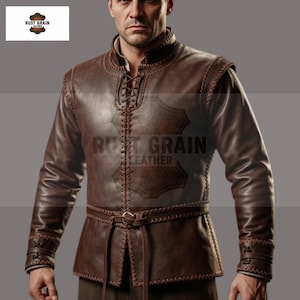 Handmade Leather Warrior Jacket: Medieval LARP Cosplay Costume