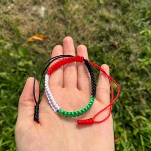 Free Palestine Bracelet Handmade Adjustable – Rope Friendship Band in Palestine Colors- Palestine Jewelry Support Solidarity Unisex Merch