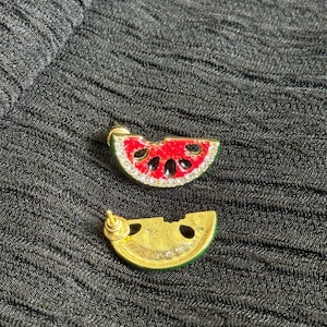 Free Palestine Watermelon Fruit Earrings - 18K Gold Plated Rhinestone Dainty Jewelry Women Girl Unisex Middle Eastern Arabic Symbolic Gaza