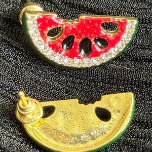 Palestine Watermelon Fruit Earrings - 18K Gold Plated Rhinestone Dainty Gaza Jewelry Women Girl Unisex Arabic Symbolic Cute small earrings