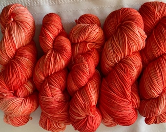 4 ply Fingering Weight Hand Dyed Yarn - Deep Orange