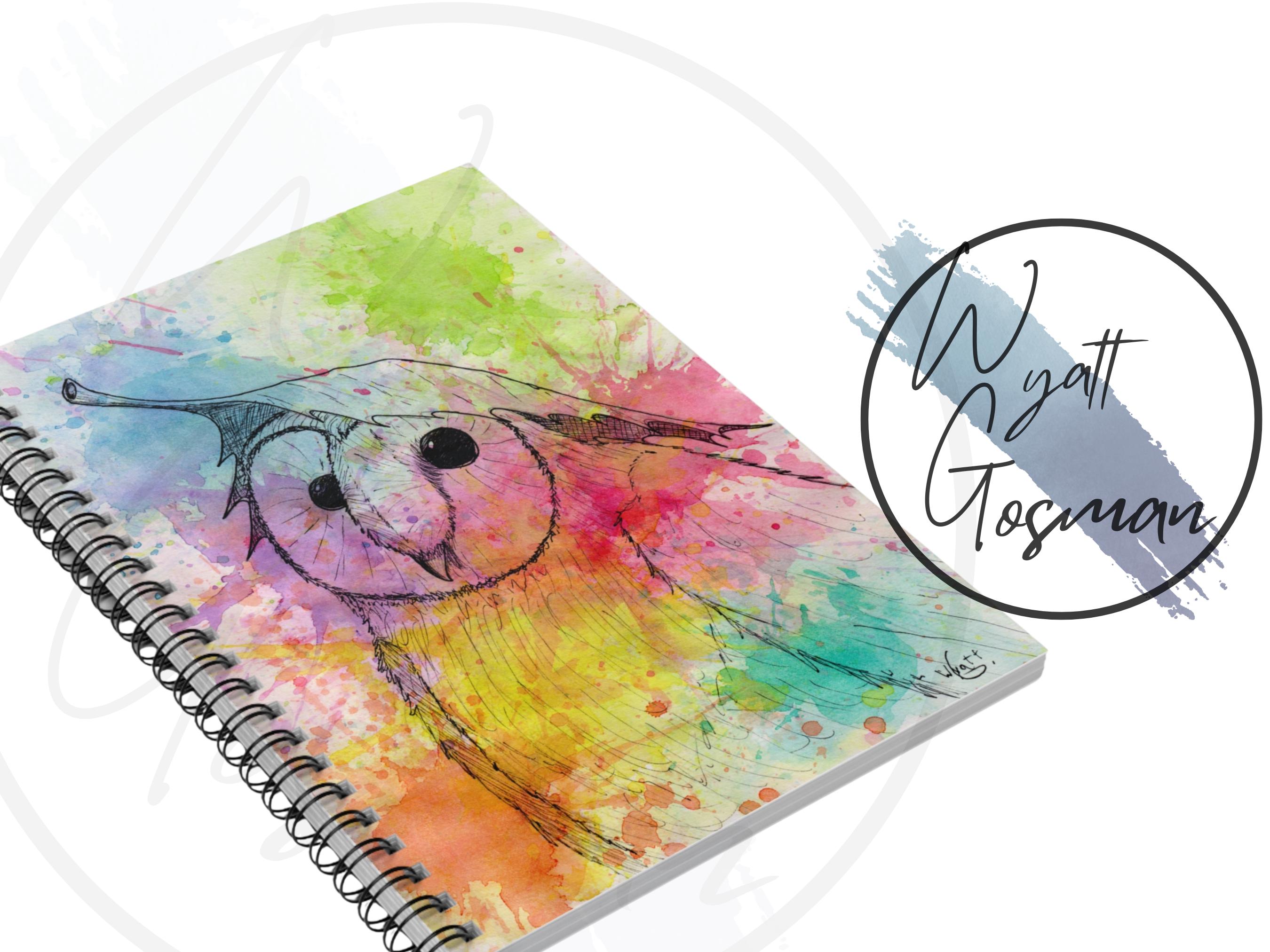 Playful Owl Watercolor Spiral Notebook | 6x8 Journal with Lined Pages | Cute Owl Stationery | Artist