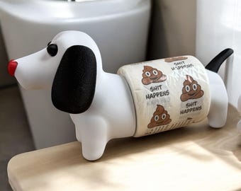 Dog Toilet Paper Holder – Handmade with Love | Fun Bathroom Decor | Gift Idea - Pepe - Funny Gift Idea