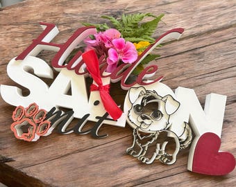 Personalized Dog Grooming Salon Sign | 3D Printed Nameplate | Dog Groomer Decor | Dog Groomer Sign | Unique Gift for Dog Lovers