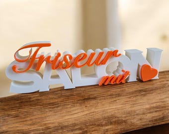 Hair salon with heart - 3D lettering as stylish studio decoration or as a very special, meaningful gift