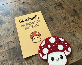 Lucky Mushroom Gift | Cute Fly Agaric Mushroom | 3D Printed Decoration | Lucky Charm | Gift Idea for Girlfriend, Colleagues | Handmade Decoration | With Card