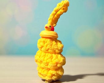 Lucky worm meets duck / Duck lucky charm / for hiding / known from hiding on cruise ships / crocheted