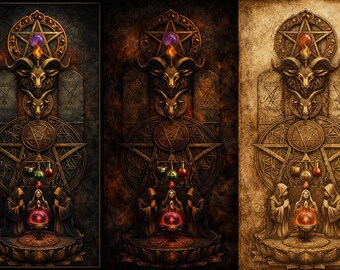 Donker altaar transformatiekunst, occult ritueel digitale print (3 bestanden)